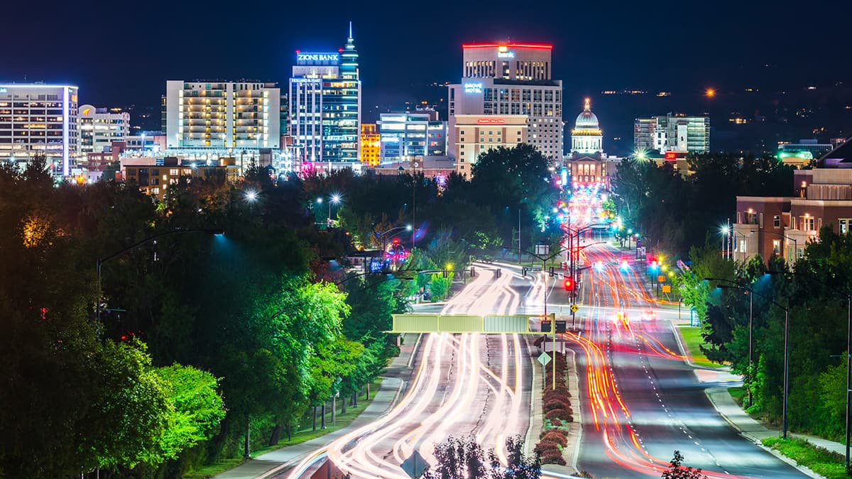 Boise, Idaho sits in the high desert right along the Boise River.