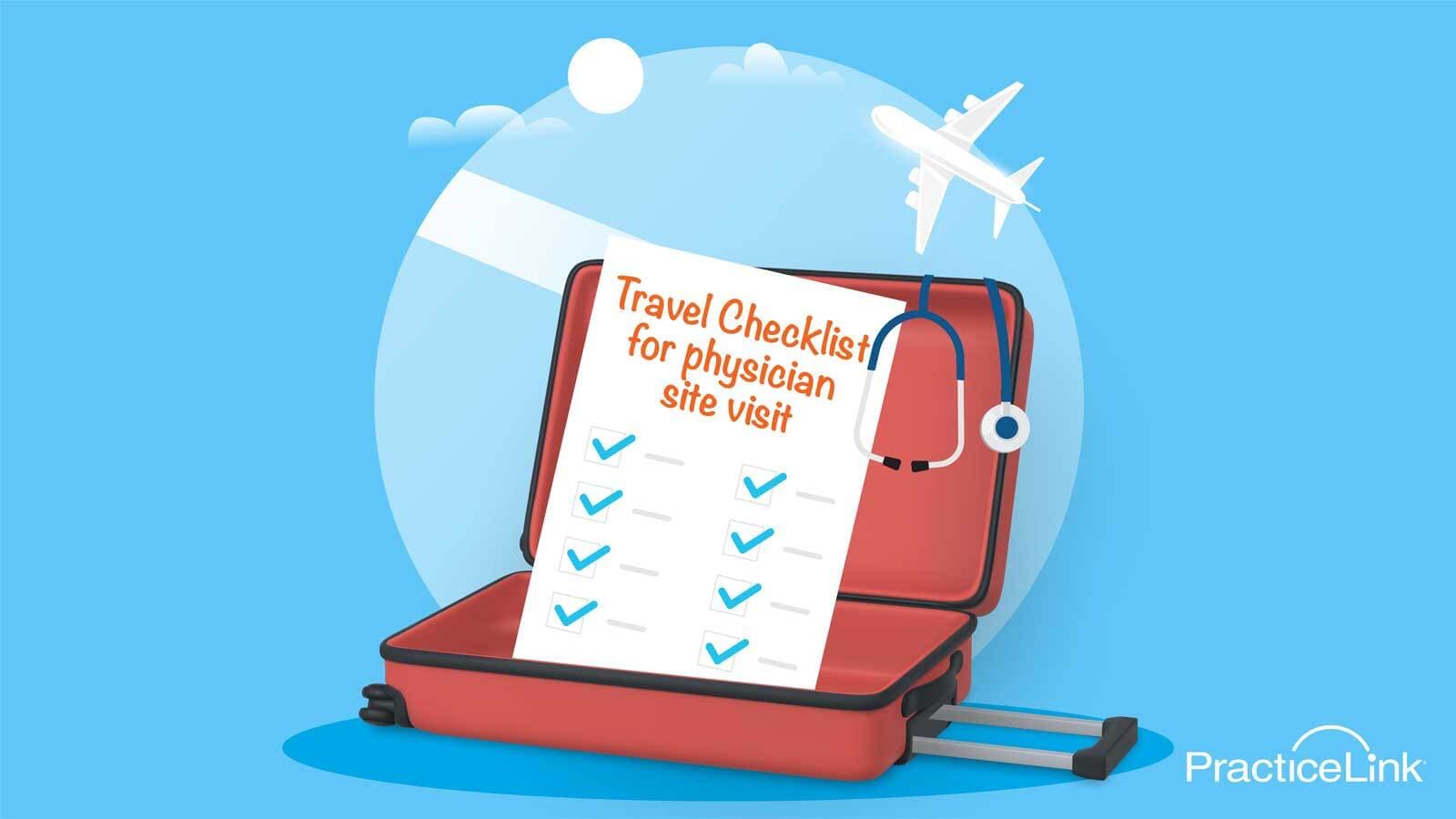 A checklist of what to pack for a physician site visit in a suitcase